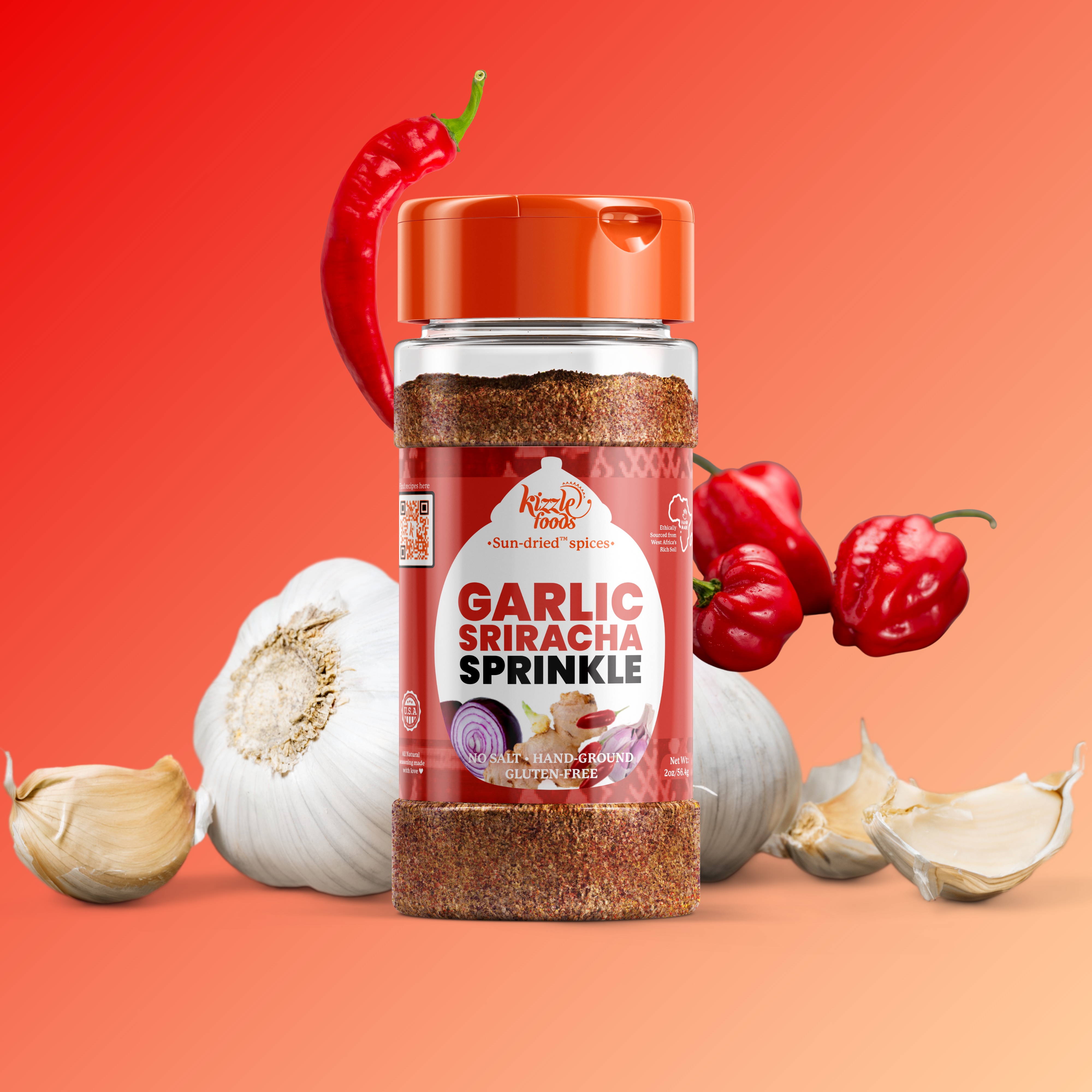 KizzleFoods Garlic Sriracha Sprinkle, 3oz